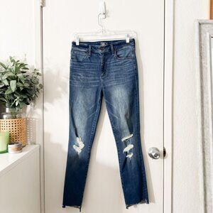 ☀️ ABERCROMBIE & FITCH Dark Wash Distressed Simone High Rise Ankle Jeans Size 28